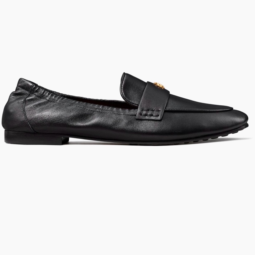 Tory Burch Black Leather logo ballet Loafers - Picture 3 of 9